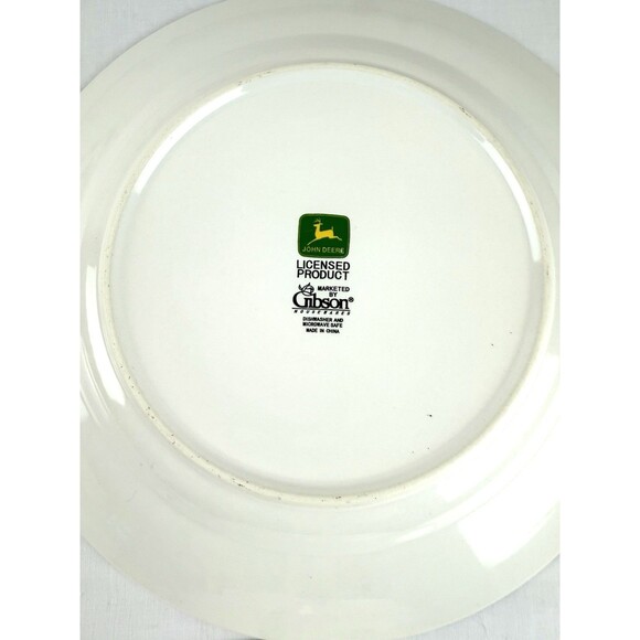 John Deere Tractor 11.25” Dinner Plate Green Rim Gibson SET OF 3 - Picture 9 of 16